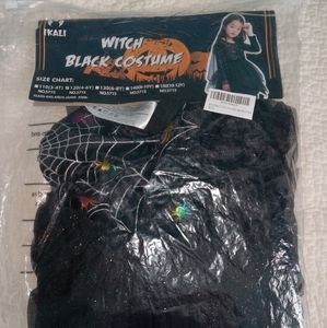 Halloween Kids Witch Black Costume 120 (4-6Y) Black Spiders